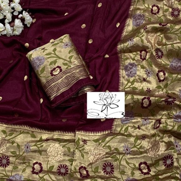 Munga crepe Silk Saree | Party Saree | Saree for wedding | Crepe silk Saree - Picture 3 of 5